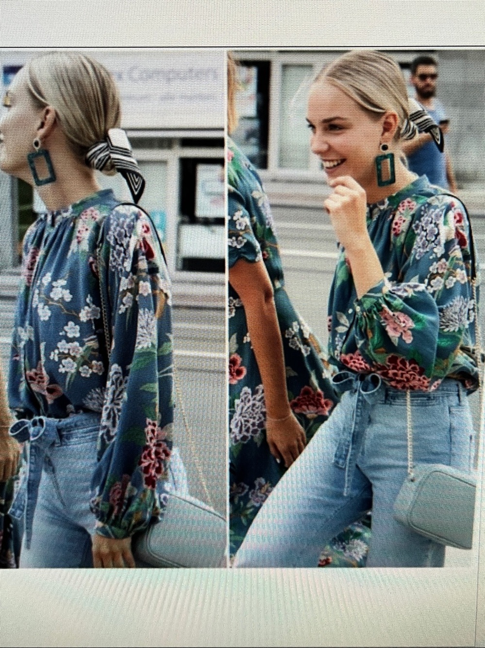 GP & J Baker‎ x H&M Floral Bird Print Blouse Blue Size 6